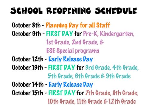 Banners / School Reopening Schedule